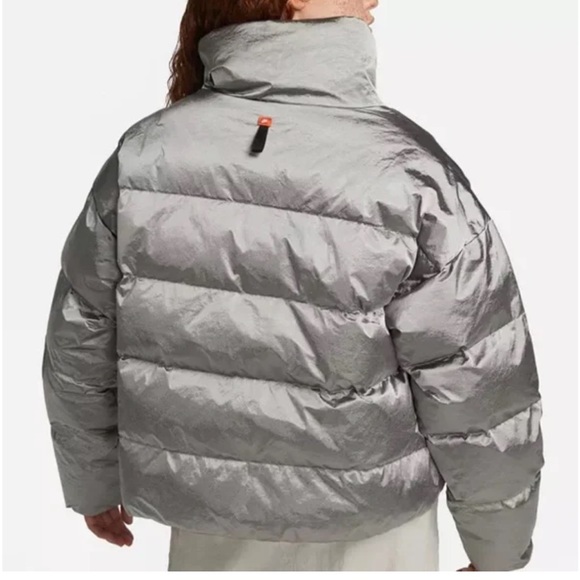 Nike Therma-FIT City series shine puffer jacket boxy silver gray Large NEW NWT - Picture 2 of 12